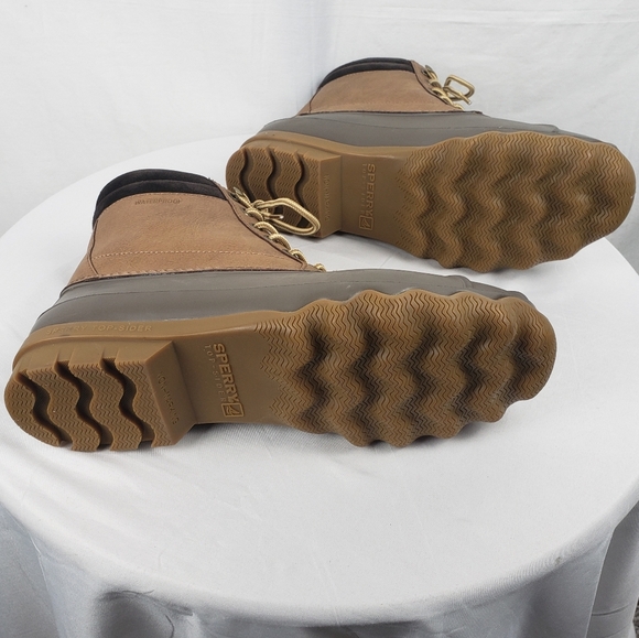 NWOB Sperry Men's Leather Upper Brown and Tan Duck Waterproof Boots Sz 9M - Picture 6 of 7